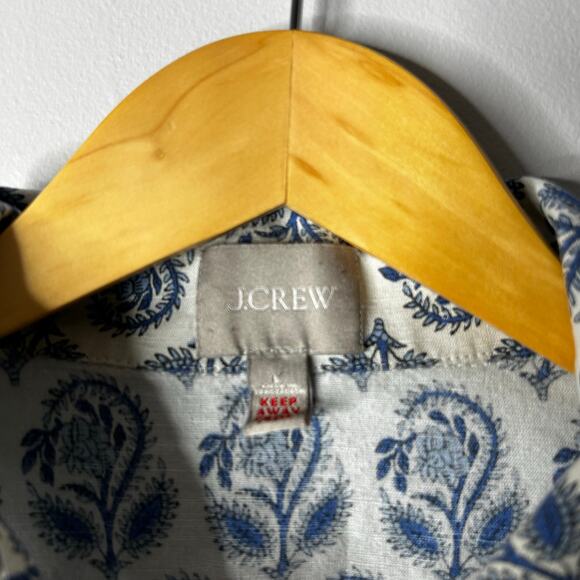 J. Crew Short Sleeve Linen Blend Pajama Set Bouquet Block Print Women's Large - Picture 4 of 13